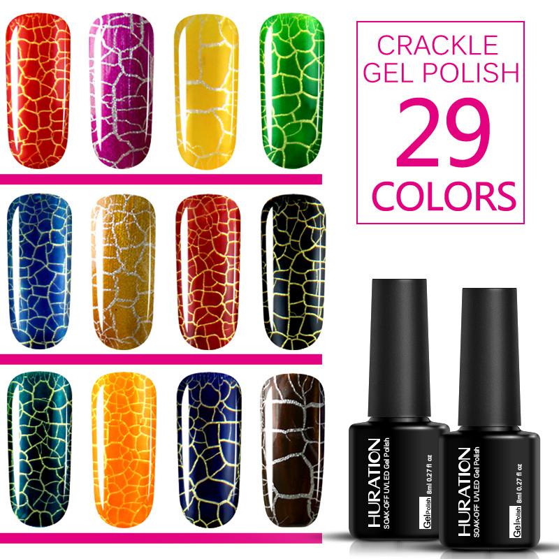 

Professional Crack Nail 8ML Nail Varnish 12 Colorful Crackle Varnish Semi Permanent Cracking UV Gel Polish Vernis, Red;pink