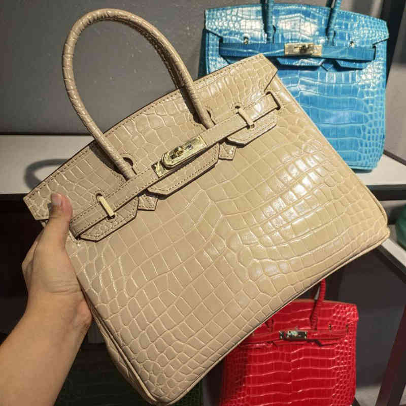 

Tote Bag Birks Crocodile Genuine Designer Leather Women Handbag Purse Brand Luxury Women's Fashion Cowhide Commuter French VersatileHers mees CVIX
