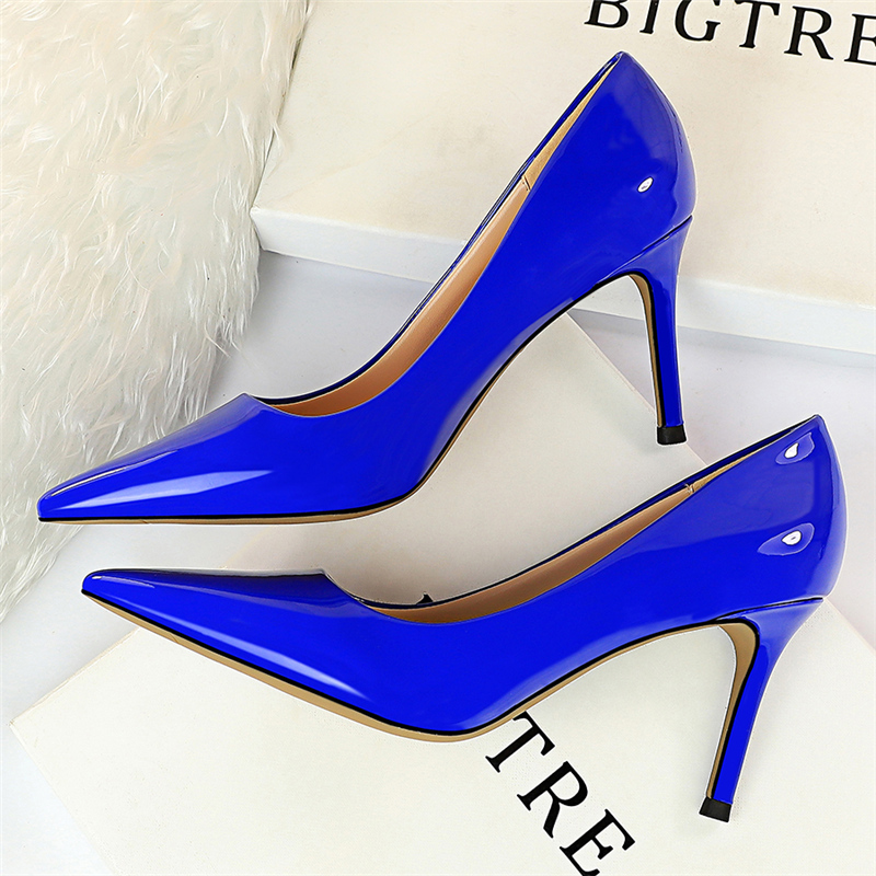 

Female Fashion 2020 Designer 8.5cm Yellow Blue Naked High Pumps Lady Leather Office Stiletto Wedding Shoes More Size 9f6w, Khaki.