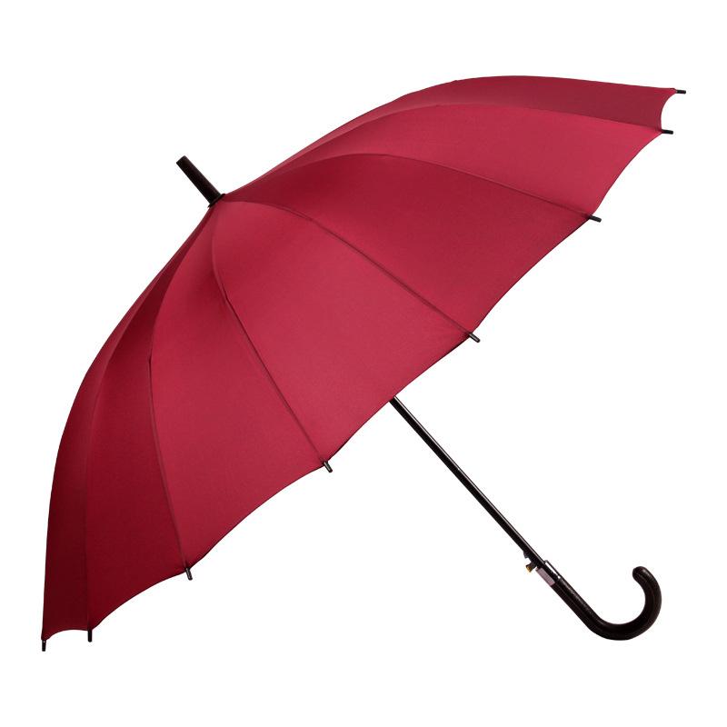 

16 bone straight umbrella curved handle, Y002-bk