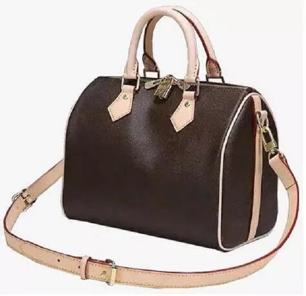 

New high quality women speedy handbag Pillow bag SPEEDY 25/30cm Totes, Brown grid