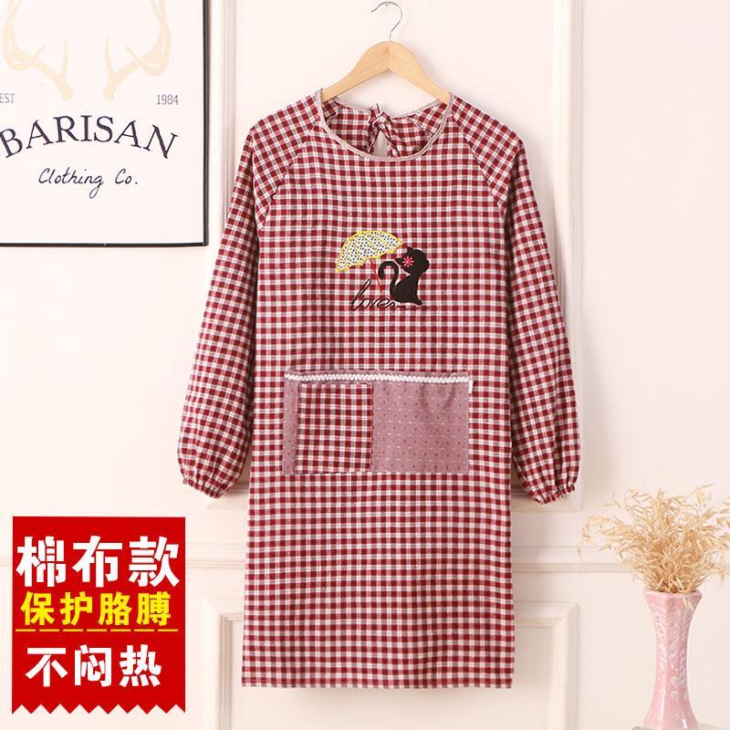 

Fashionable home long-sleeved cotton kitchen apron1