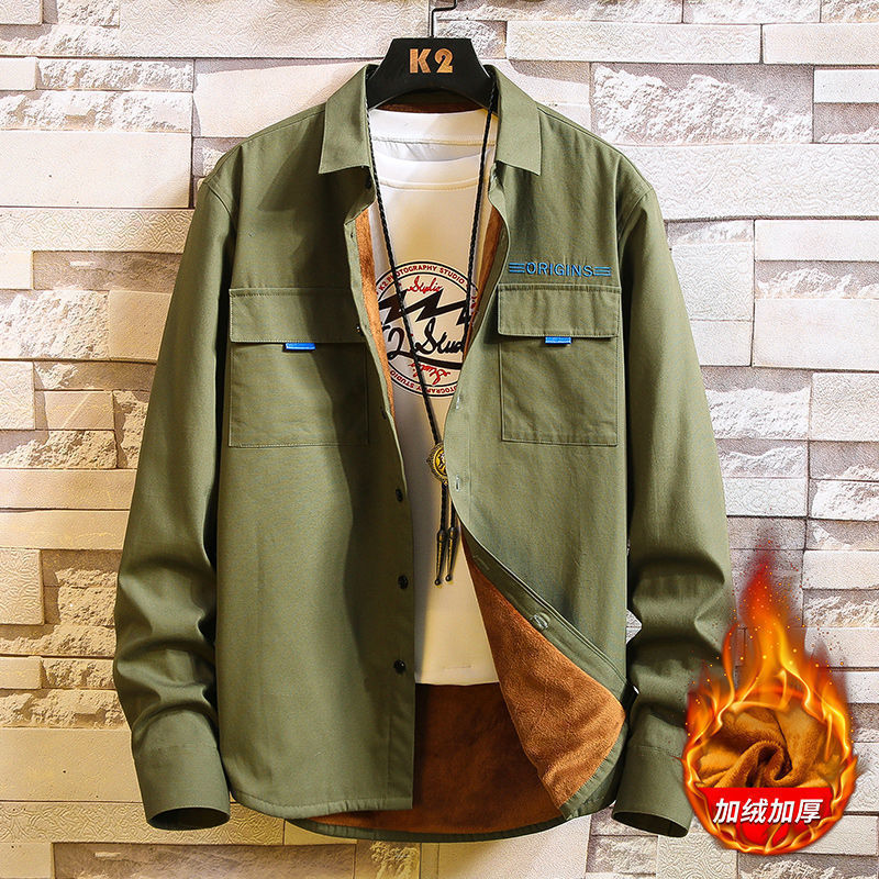 

Long 2021 Sleeves Shirt New Male Fashion Pure Cotton Beautiful Top Cargo Clothes 6KE1, Red