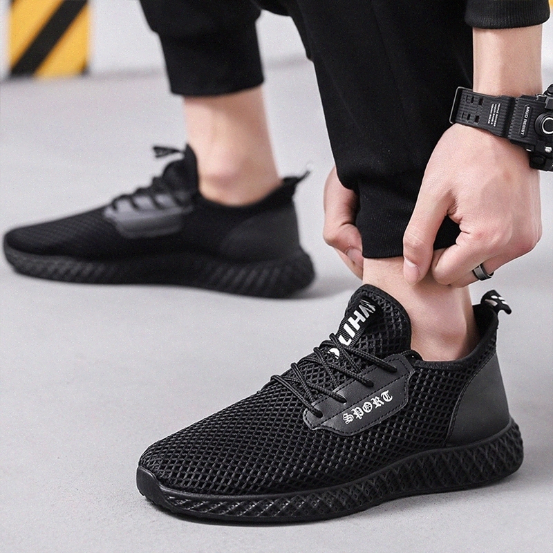 

Mesh Breathable Men Casual Shoes Comfortable Fashion Walking Sneakers for Man Summer Lightweight Black Soft Soles Men's Shoes #tg0d