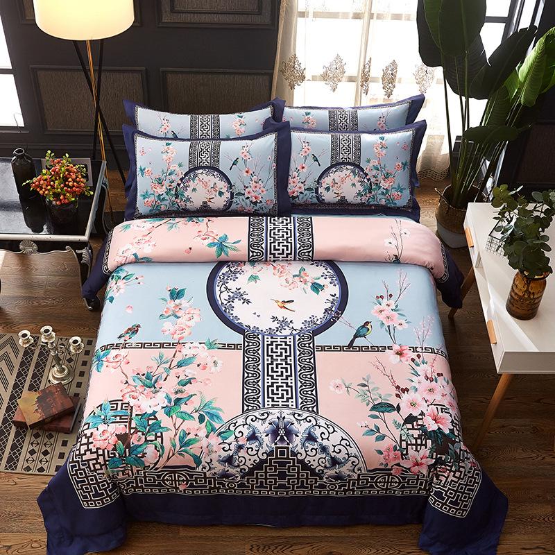 

Traditional Chinese Style 100% Cotton Super Quality Bedding Set Bed Linens 4pcs/set AB side Duvet Cover Sheet Pillowcases