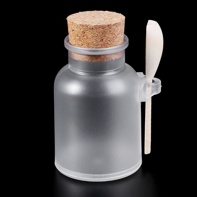 

Bath Salt Bottle with Wooden Lid Spoon Cork Storage Stopper Bottle Frosted Seal Jar Home Bathroom 100ml/200ml/300ml