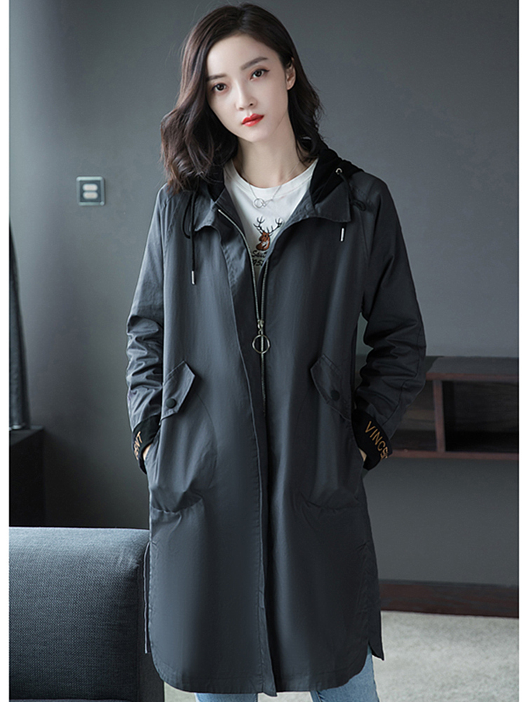 

Long Blunder Women's Section 2020 New Spring Savage Great Single Ports Casual Hooded Clothes Undercover Ladies Simple and Elegant Xgfu LYKS, Navy blue