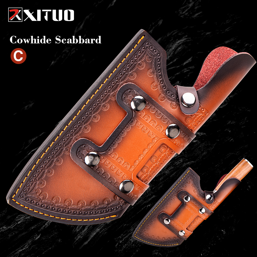 

Round head leather scabbard professional kitchen knife portable leather handmade knife cover