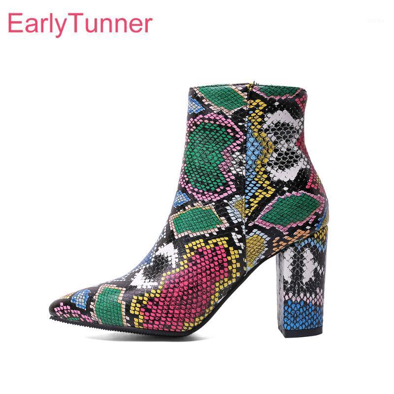 

2020 Winter Brand New Sexy Green Women Ankle Boots Fashion High Sqaure Heels Lady Dress Shoes Plus Big Small Size 12 32 43 45 481