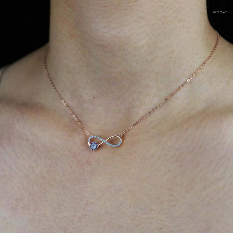 

Top quality Infinity shape Charm Pendant Necklace with Turqiposed Rose gold plated Engaged Necklaces Jewelry for Women 20211