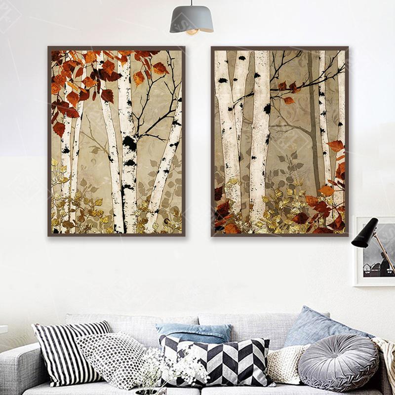 

Retro Style Home Decoration Posters Abstract Watercolor Canvas Painting Hd Print Birch Tree Forest Wall Art Picture for Bedroom1