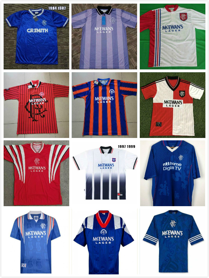 

S-2XL Retro Glasgow Rangers soccer jersey GASCOIGNE LAUDRU 1984 87 90 92 93 94 95 96 97 99 2001 02 03 vintage Classic football shirt Uniform, Black;yellow