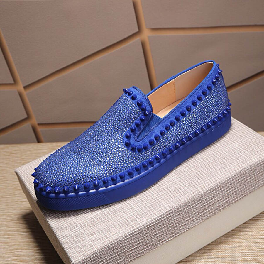

Platform Shoes Sparkling Diamond Blue Red White Black Designer Sneakers Genuine Leather Casual Shoes for Men Women, Shown