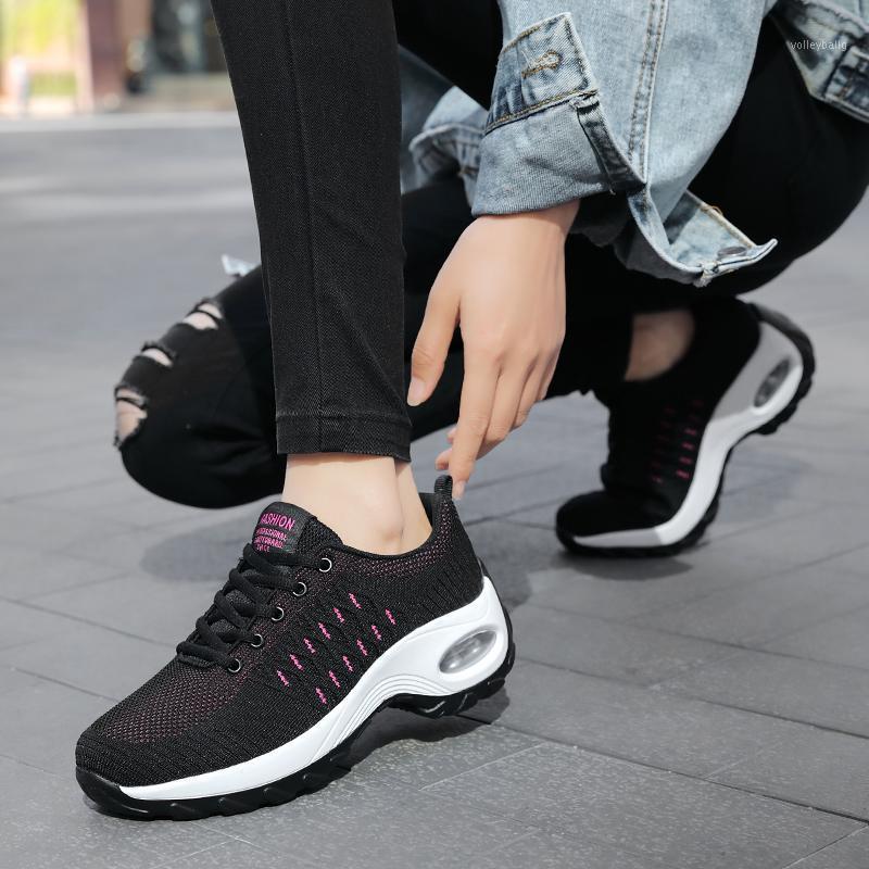 

2020 Spring/summer mesh Sneakers Women sport Shoes Breathable Casual Shoes Fashion Height Increase Lady non-slip Size35-411, Black