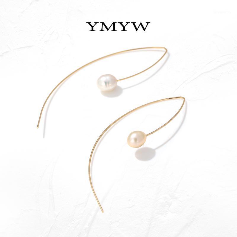 

YMYW New Freshwater Pearls Hoop Earrings for Women Minimalist Metal Copper Earrings Fashion Gold Jewelry Aros Mujer Oreja Gift1