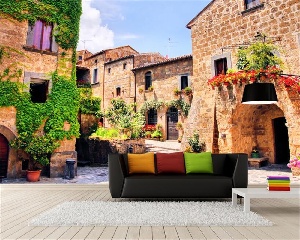 

mural Custom high-level decorative painting beautiful wallpaper classic town street landscape background wall 3d wallpaper3D1, As pic