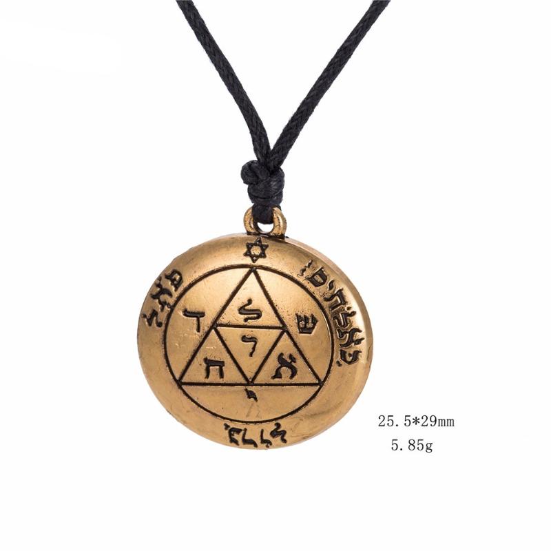 

10PCS Third Pentacle Of Mars Solomon Pendant Necklaces Choker Power Wax Rope Tibetan Talisman Amulet Necklace