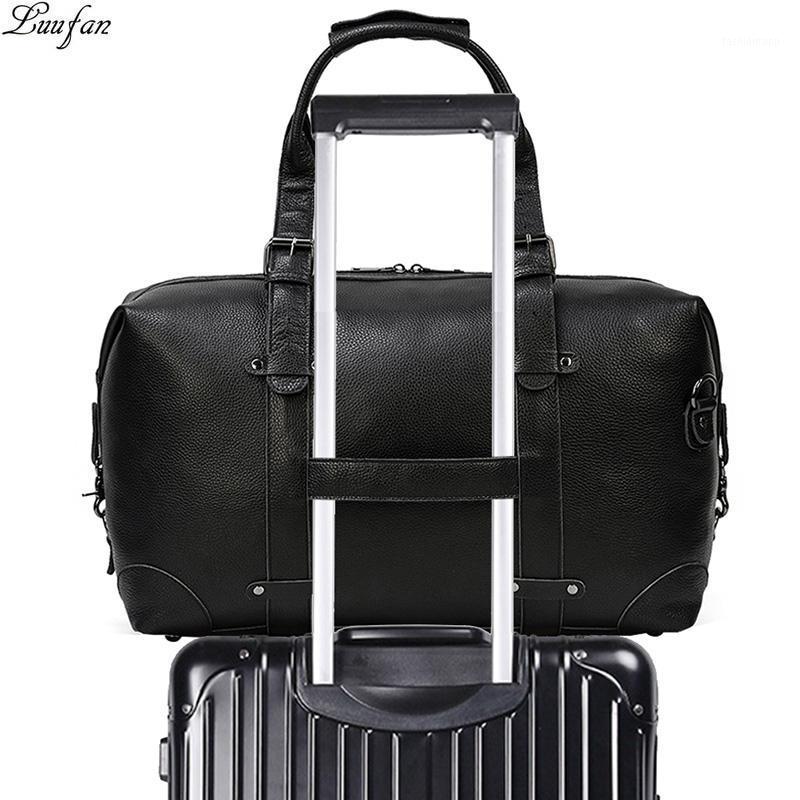 

Luufan Genuine Leather Travel Bag For Man Vintage Leather Big Capacity Travel Duffel Male Business Handbag Carry On Luggage Bag1, Black