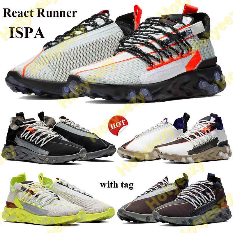 

2021 React Runner ISPA Men Women Running Shoes Ghost Aqua low black summit white Platinum Tint Volt Sneakers Trainers with Tag EUR 36-45, Og box