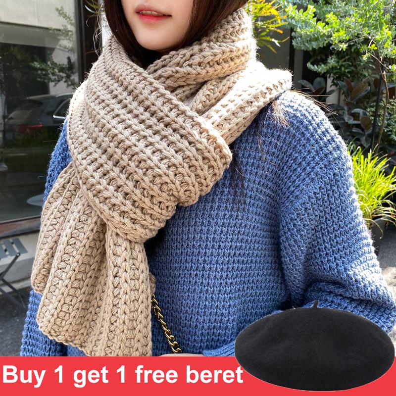 

USPOP Winter scarf women long knitted scarves thick warm scarf solid color scarves shawl