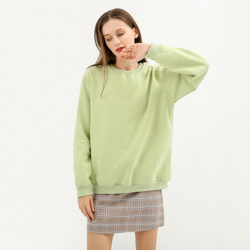 

Women Hoodies Solid Color Ladies O-Neck Korean Style Sweatshirts Cotton Long-Sleeved Hooded Pullover Plus Size Loose Streetwear, Yellow