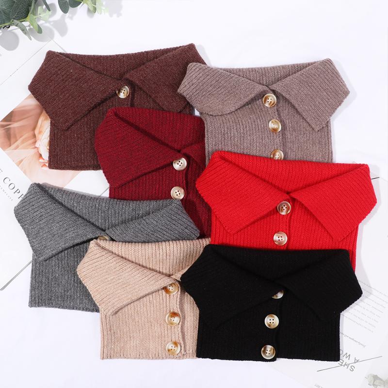 

Women Detachable Shirt Fake Collar Winter Warm Knitted Fake Collar Neck Guard Shirt Sweater Vintage Blouse False Scarfs