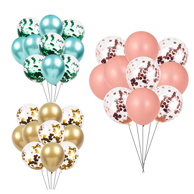 

10/15pcs Confetti Wedding Balloon Sets For Happy Birthday Christmas Party Metal Latex Ballon Helium Decor Baby Shower Kids Gifts