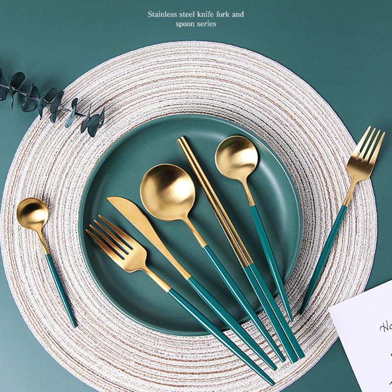 

7 piece set Nordic style noble tableware spoon set kitchen utensils stainless steel teaspoon spoon knife and fork