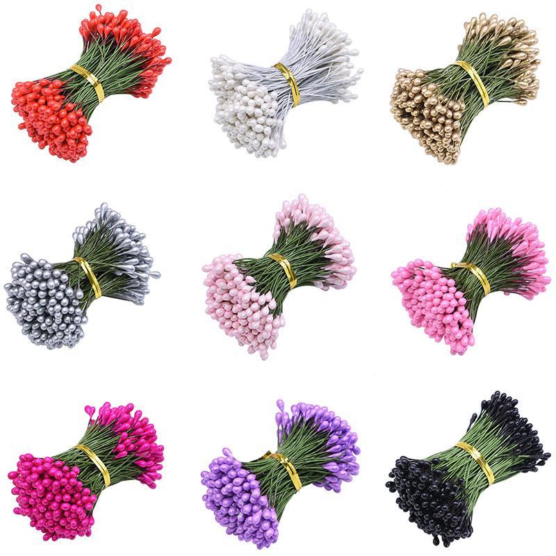 

3mm Mini Artificial Flower Stamen Flower Floral Stamen Wedding Party Cake Decoration Artificial DIY Gift Craft Accessorie1, B10 orange