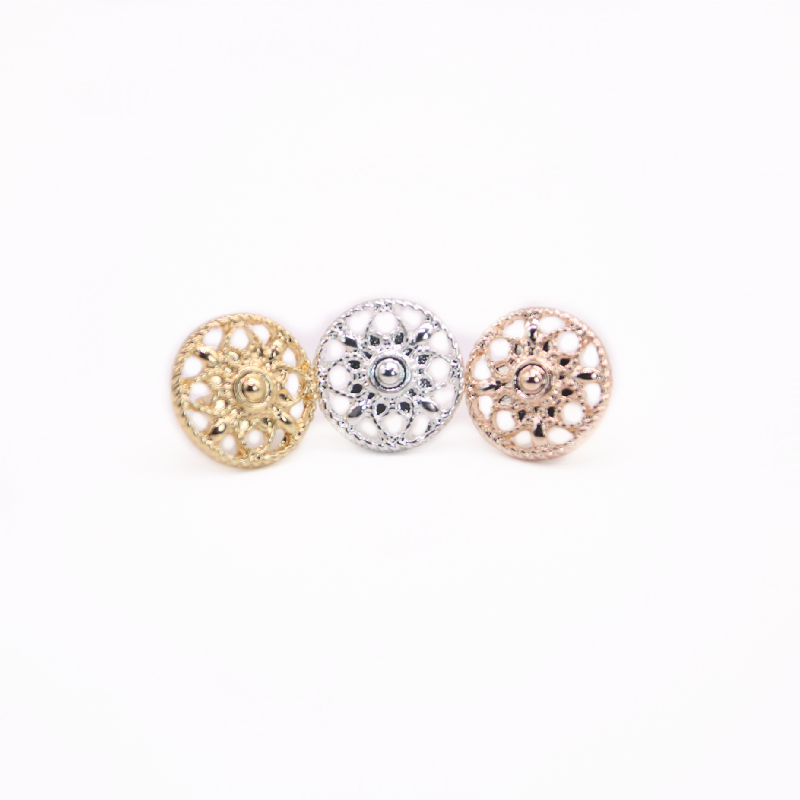 

Round Style Cute Flowers Stud Earrings Hollow out Design Gold White Rose Three Color Optional For Women