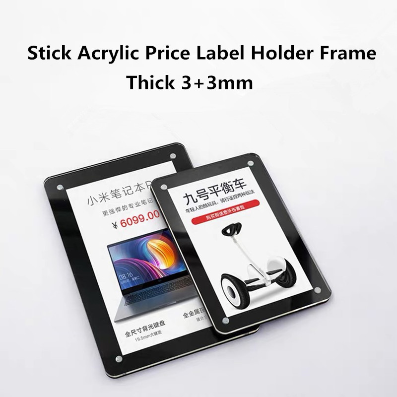 7x10cm Wall Mount Acrylic Sign Holder With 3m Tape Adhesive Price Label Paper Holder Tags Frame-image-754940715