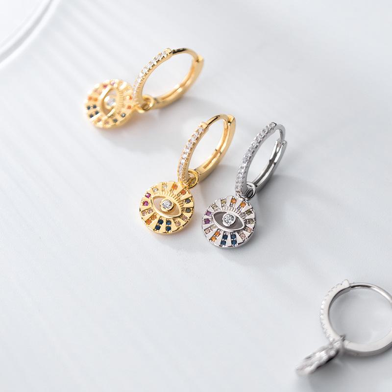 

MIQIAO Women's Earrings Hypoallergenic 925 Sterling Silver Colored Zircon Eyes Ear Buckle Gold Color Fashion Jewelry Uncommonly