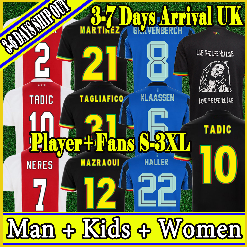 

21 22 ajaxes Bob Marley Soccer Jerseys TADIC BERGHUIS HALLER Third black Kit BLIND NERES CRUYFF KLAASSEN GRAVENBERCH 2022 football shirts me, 21-22-kids-home