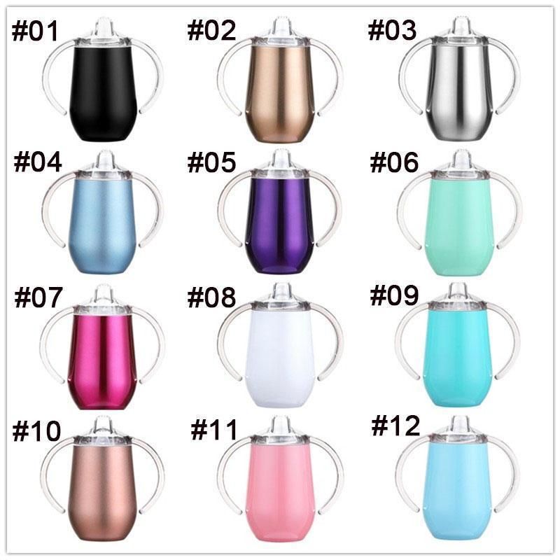 

DHL SHIP 10 oz Vacuum Insulated Sippy Cups Stainless Steel Baby Cup Double Wall Water Bottle With Double Handle FY4287