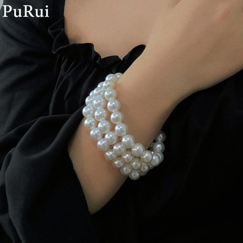 

Elegant Layered Peral Bracelet Bohemia Baroque Pearl Beads Bangles Bracelet for Women Vintage Luxury Hand Jewelry Charm