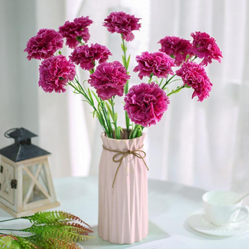 

10 pcs/set Silk Carnation Artificial Flowers Bundle Red Yellow Pink Fake Carnations Bouquet Wedding party Centerpiece Decoration1