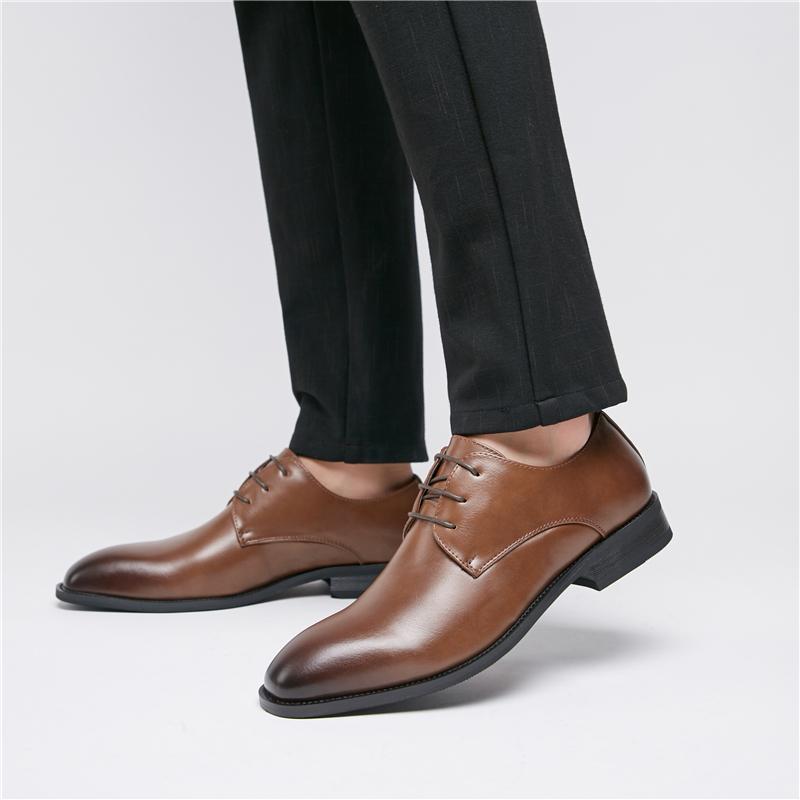 

Autumn Classic Derby Men's Dress Shoes Business Suit Shoes Black Brown Pointy Men Formal PU Leather, Black derby shoes