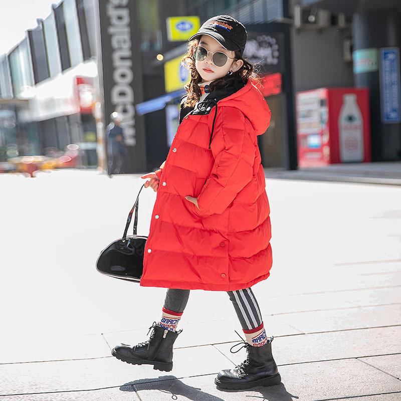 

girls' big children's winter coat 2020 winter coat Western style thick padded jacket mid-length down padded jacket clothe, Black