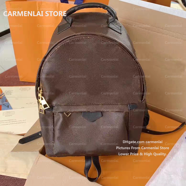

2021 Fashion women luxurys designers bags Backpack Lady High quality Mini student travel Brown L Letter leather backpacks M41560, Yellow with brown