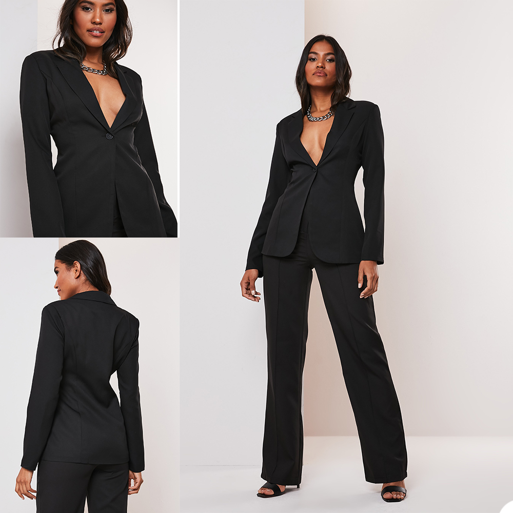 

Sexy Black Mother of the Bride Suits One Button Women Ladies Plus Size Office Tuxedos Formal Work Party Wear For Wedding