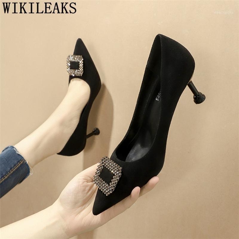 

Black High Heels Crystal Shoes Women Female Shoes Fashion Rhinestone Heels Woman Pumps Office Women Designer 20201, Heels hight 9.5 cm