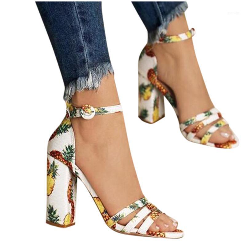 

Sandals 2020 New Fashion Women Summer Belt Buckle Open Toe Block Heels High Heels Beach Roman Retro Beach Party bayan Sandals1, White