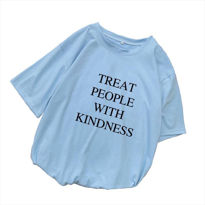 

Summer Funny Shirt Kindness Treat Korean Women With Letter Print People T Harajuku Tops Loose Vintage Casual Tshirt Style Friens Aohme, White;black
