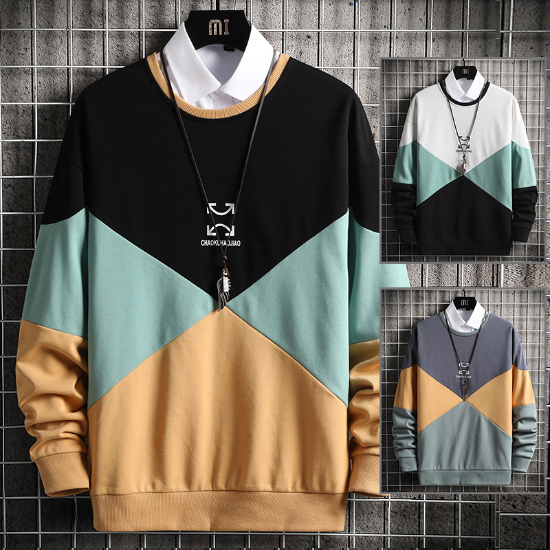 

2020 Fashion Men's Hoodies Autumn Winter Pullovers Patchwork Long sleeve Sweatshirts Male Casual Men Clothing O-Neck Hoodie Men, Black