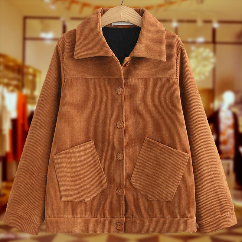 

2021 New Women's Short One-breasted Pocket Velvet Coat Spring Plus Size 5xl Jacket Outerwear 1847 RVN3, Colour caramel