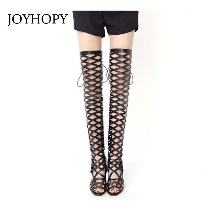 

Summer Thigh High Boots Plus Size 33- 43 Women Over The Knee Gladiator Sandals Woman Cut-outs High Heels Botas Mujer WB13581, Beige