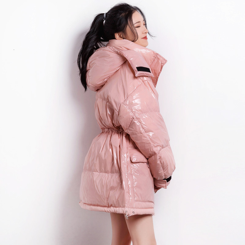 

2021 New Female Winter Sweet Colour with Hot Hood Snow Jacket 90% White Down Neck Wind-proof Outwear MCVF