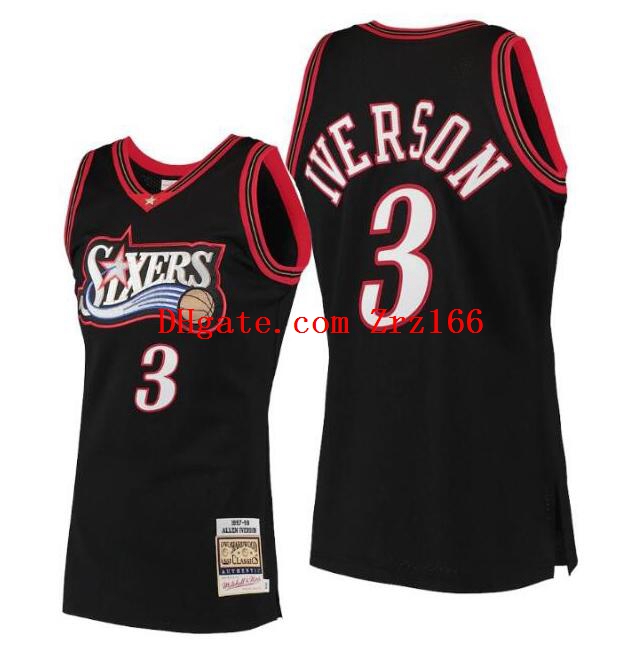 

Men Basketball Jerseys 3 Iverson Hardwoods Classics retro Jersey, Black;red