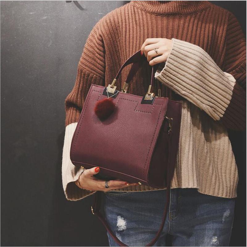 

Women Fashion Hairball Shoulder Bag Handbags Women Bags Designer High-Grade Pu Leather Messenger Bag, Khaki
