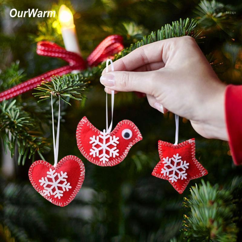 

OurWarm 3pcs DIY Felt Merry Christmas Tree Ornament Xmas Tree Decoration Bird Heart Star Hanging Ornament Supplies New Year 20201